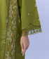 Women's Pret Textured Cotton Embroidered Green A-Line Shirt